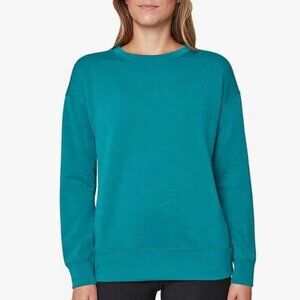 Mondetta Ladie's Scuba Long Sleeve Crewneck Sweatshirt Relaxed Fit Teal Size XS